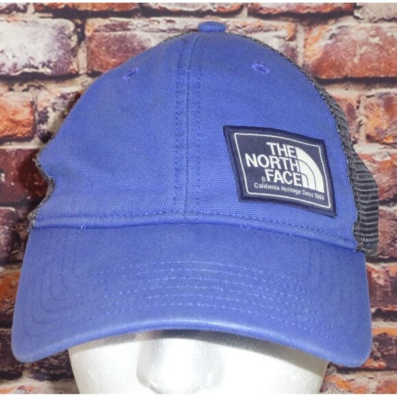 The North Face Blue & Black Trucker Hat Mesh Back Snapback Unisex Cotton Polyest - Picture 1 of 10
